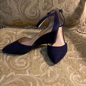 Navy wedge shoes, size 8 1/2.